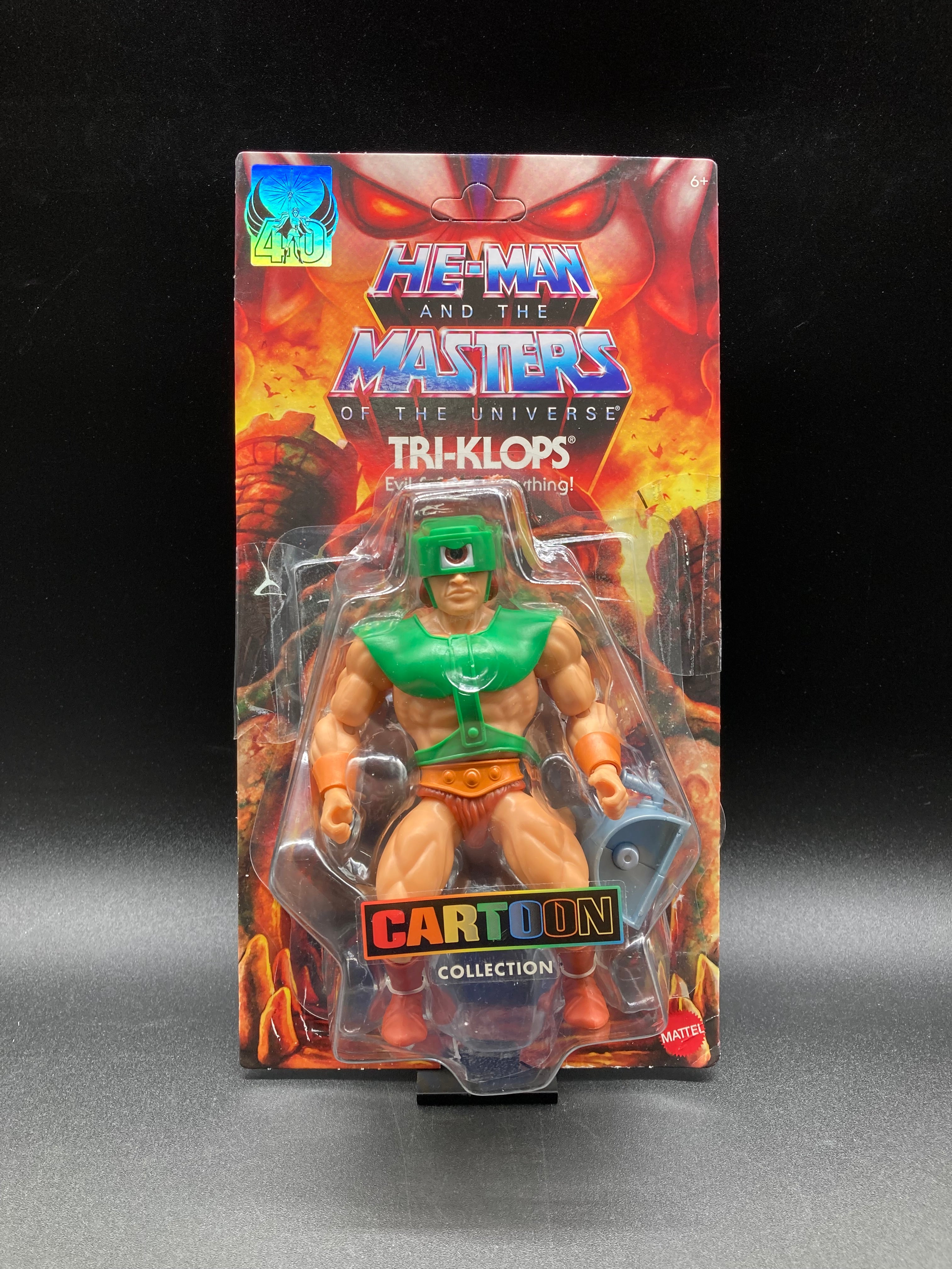 Tri-Klops Mattel He-Man MOTU 40th Anniversary Cartoon Collection Figure 2024 Unpunched Card (Damaged Card)