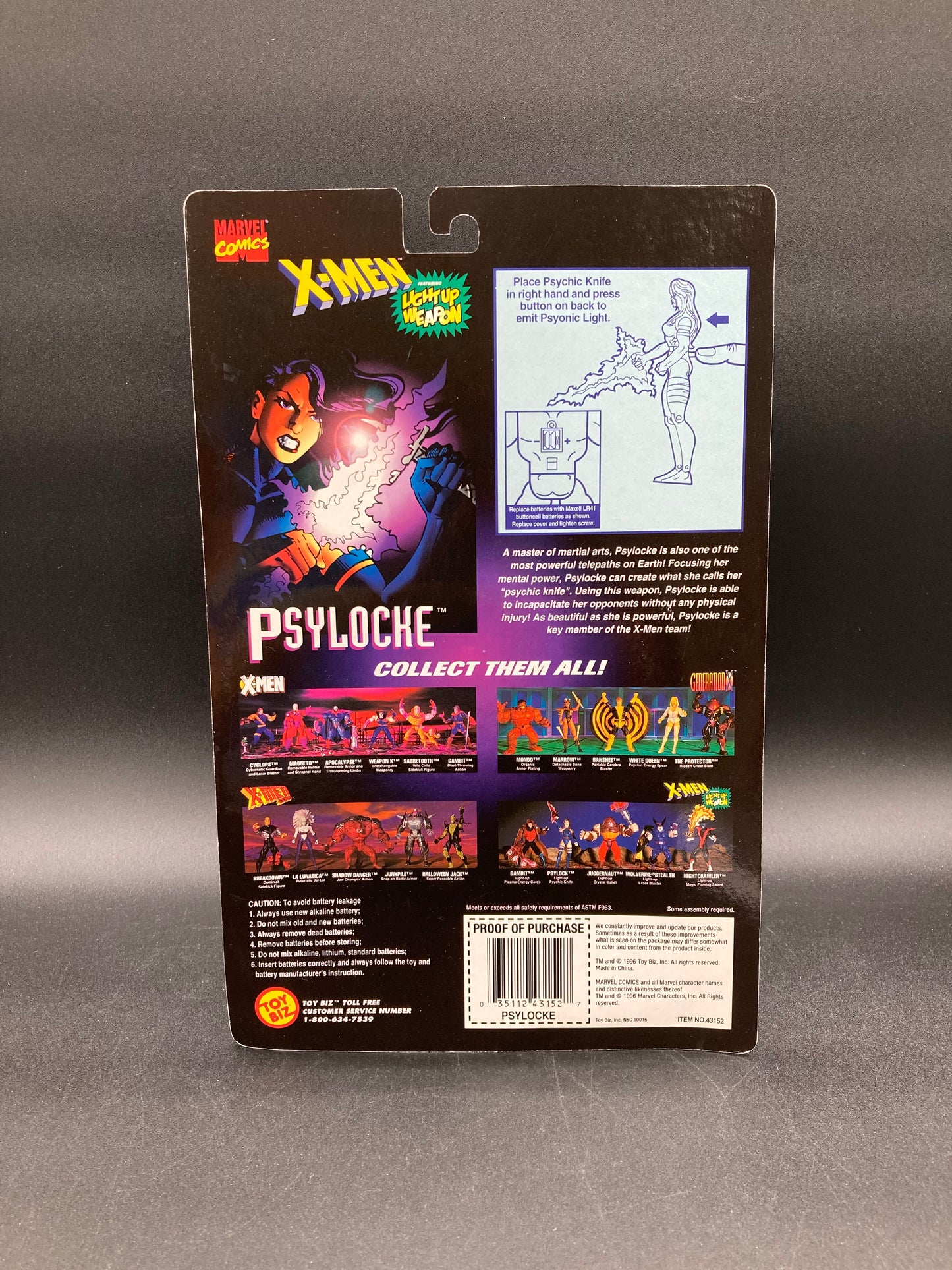 Psylocke X-Men Classics Light Up Weapon Series Action Figure Toybiz 1996