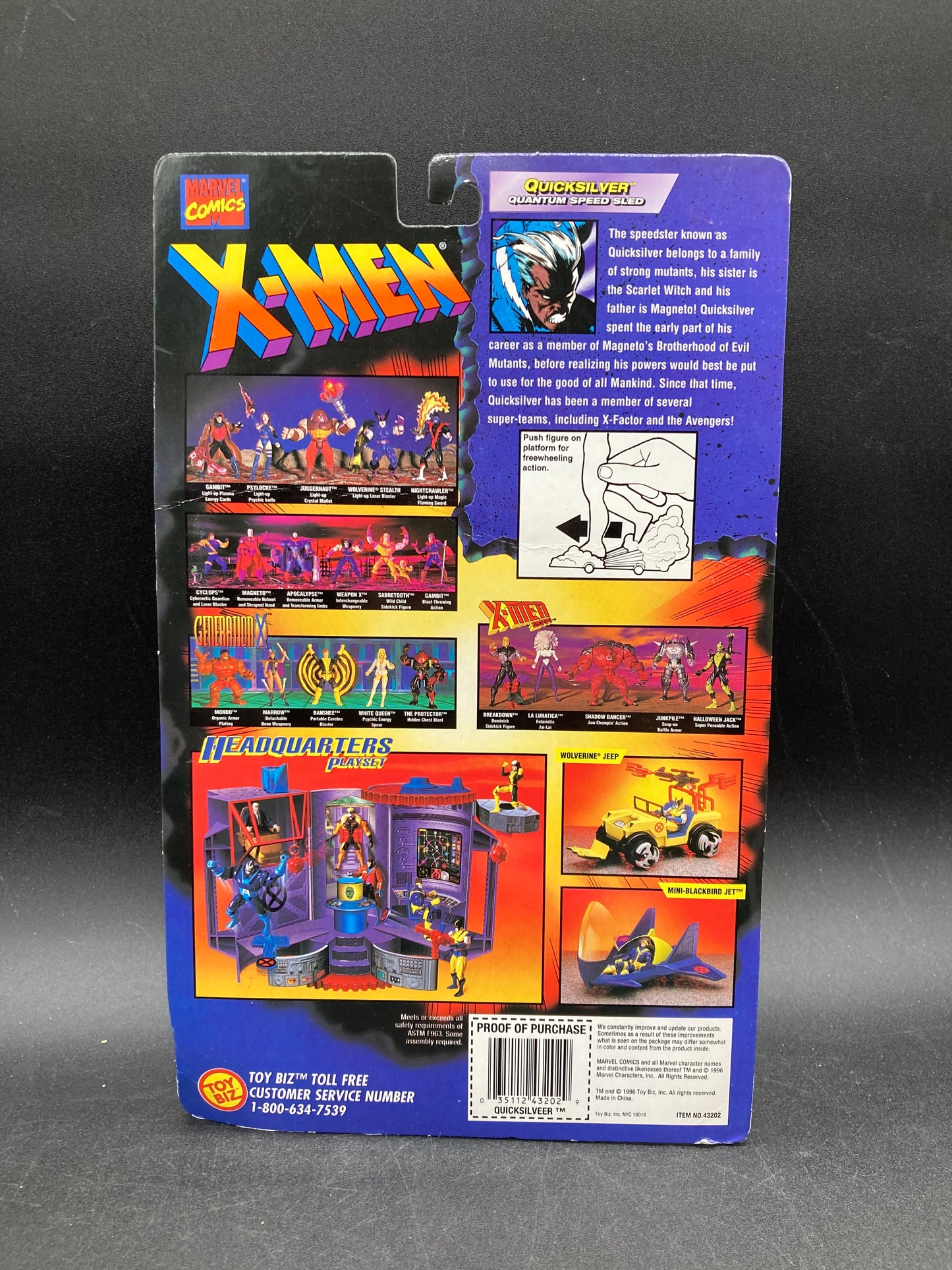 "Quicksilver" (Quantum Speed Sled) X-men: Mutant Armor Series 5 in. Action Figure Toybiz 1996