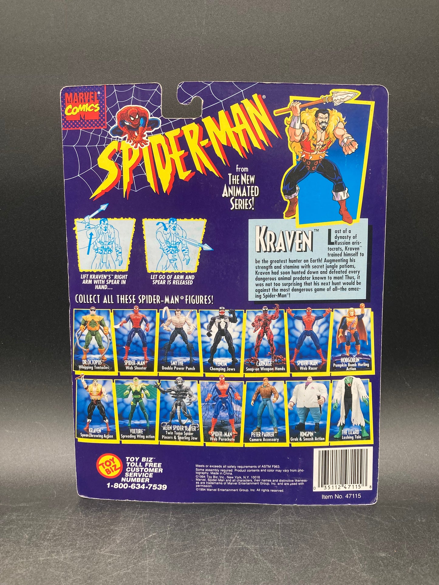 Kraven Spider-Man: The Animated Series Action Figure Toybiz 1994