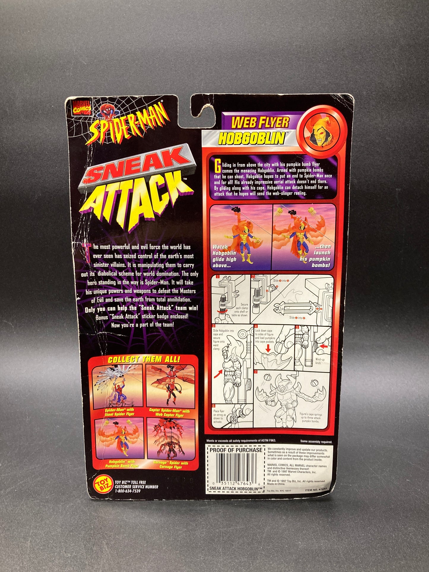 Hobgoblin Spider-Man: Sneak Attack Web Flyer Action Figure Toybiz 1997