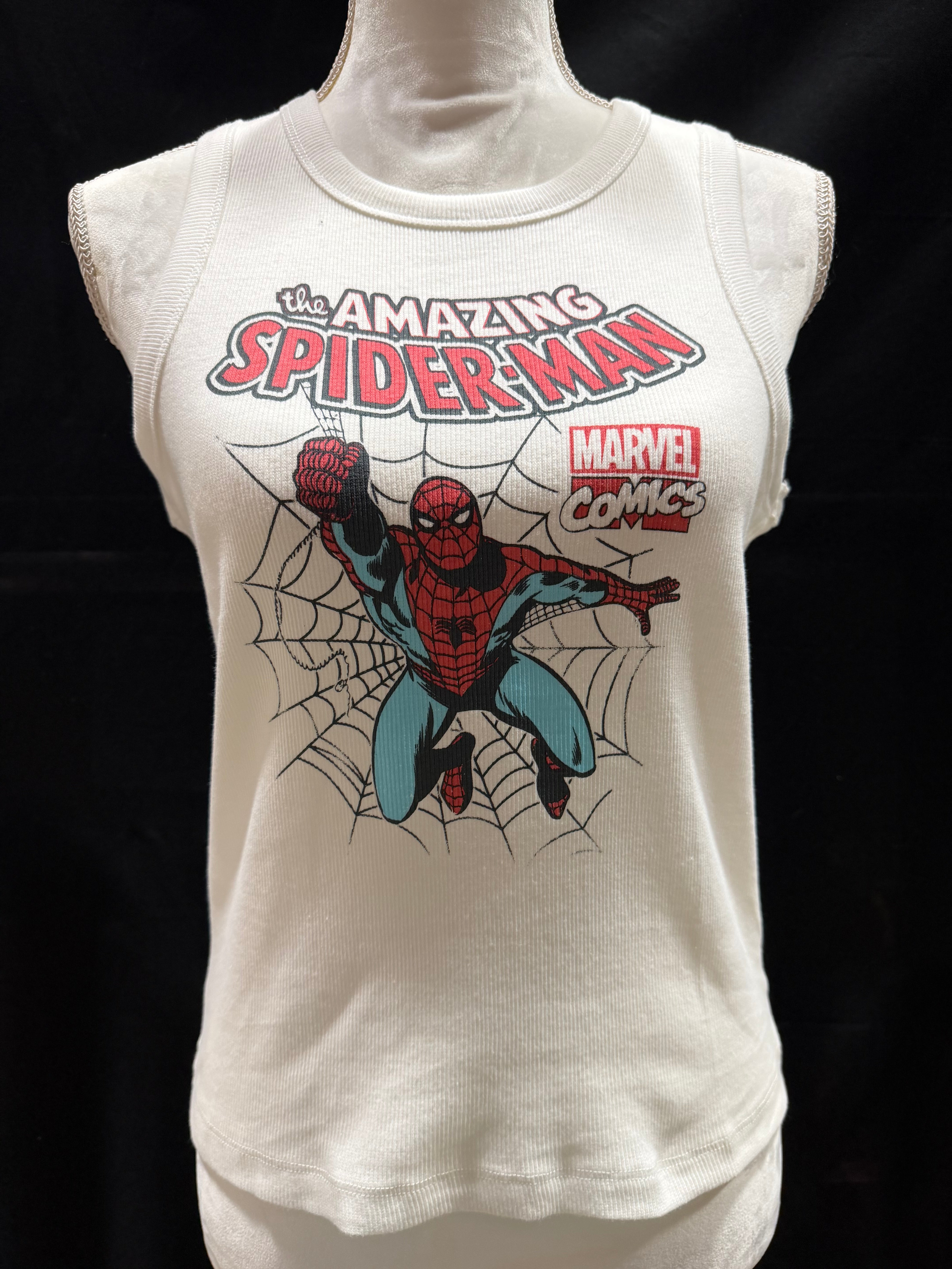 White Amazing Spider-Man Ribbed Tank by Marvel