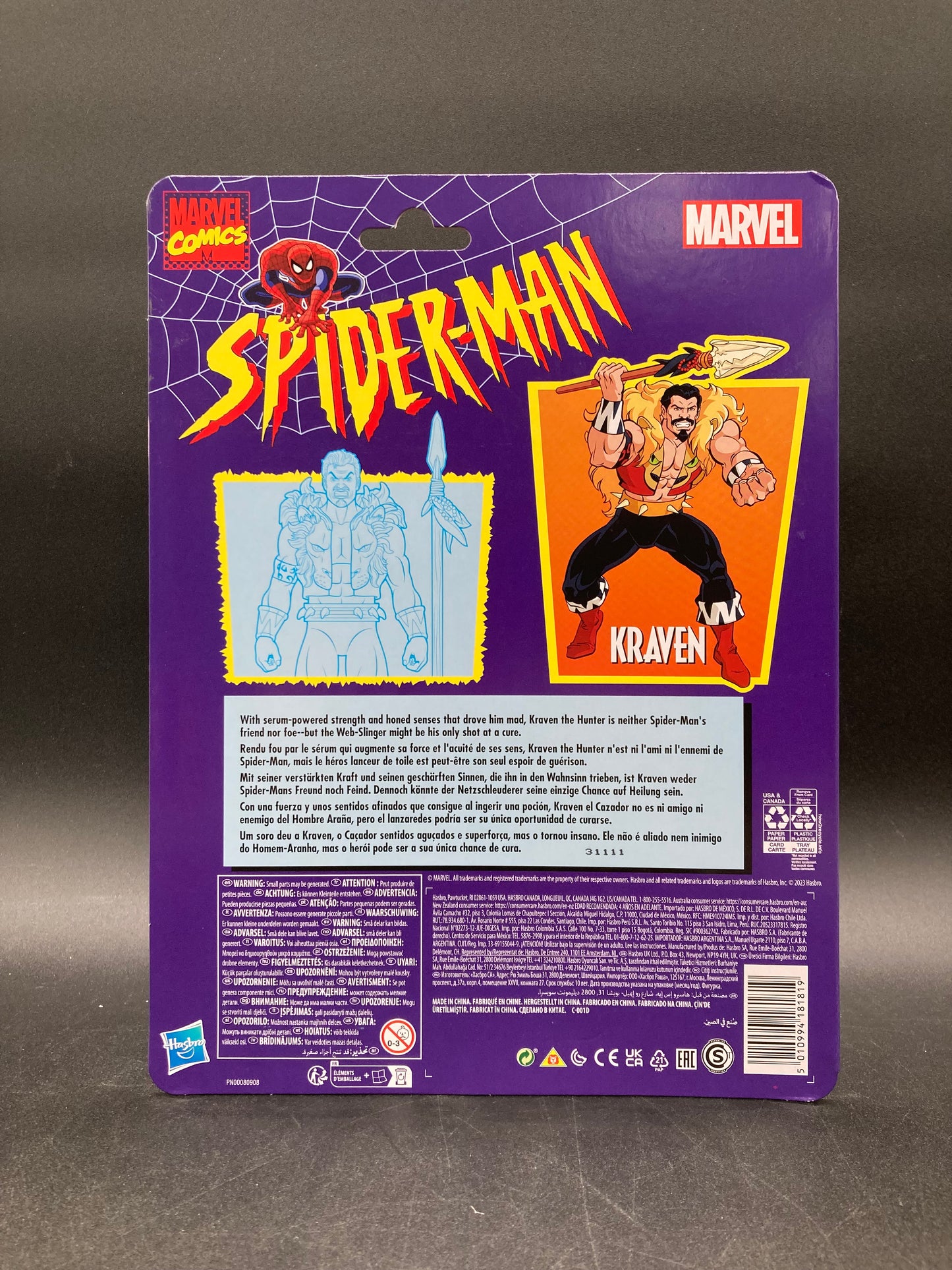 Kraven Spider-Man: The Animated Series Marvel Legends Action Figure Hasbro 2023