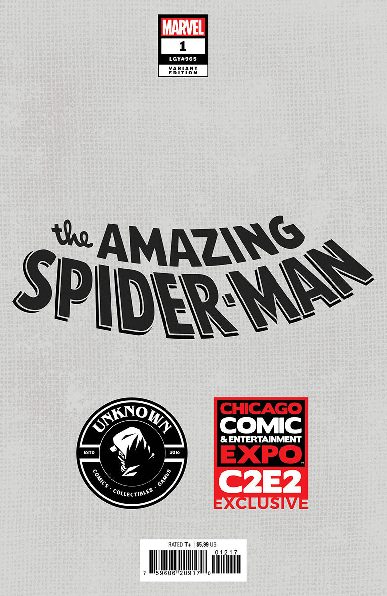 Amazing Spider-Man #1 Unknown Comics Nathan Szerdy C2E2 2025 Exclusive Black & White Var (04/09/2025)