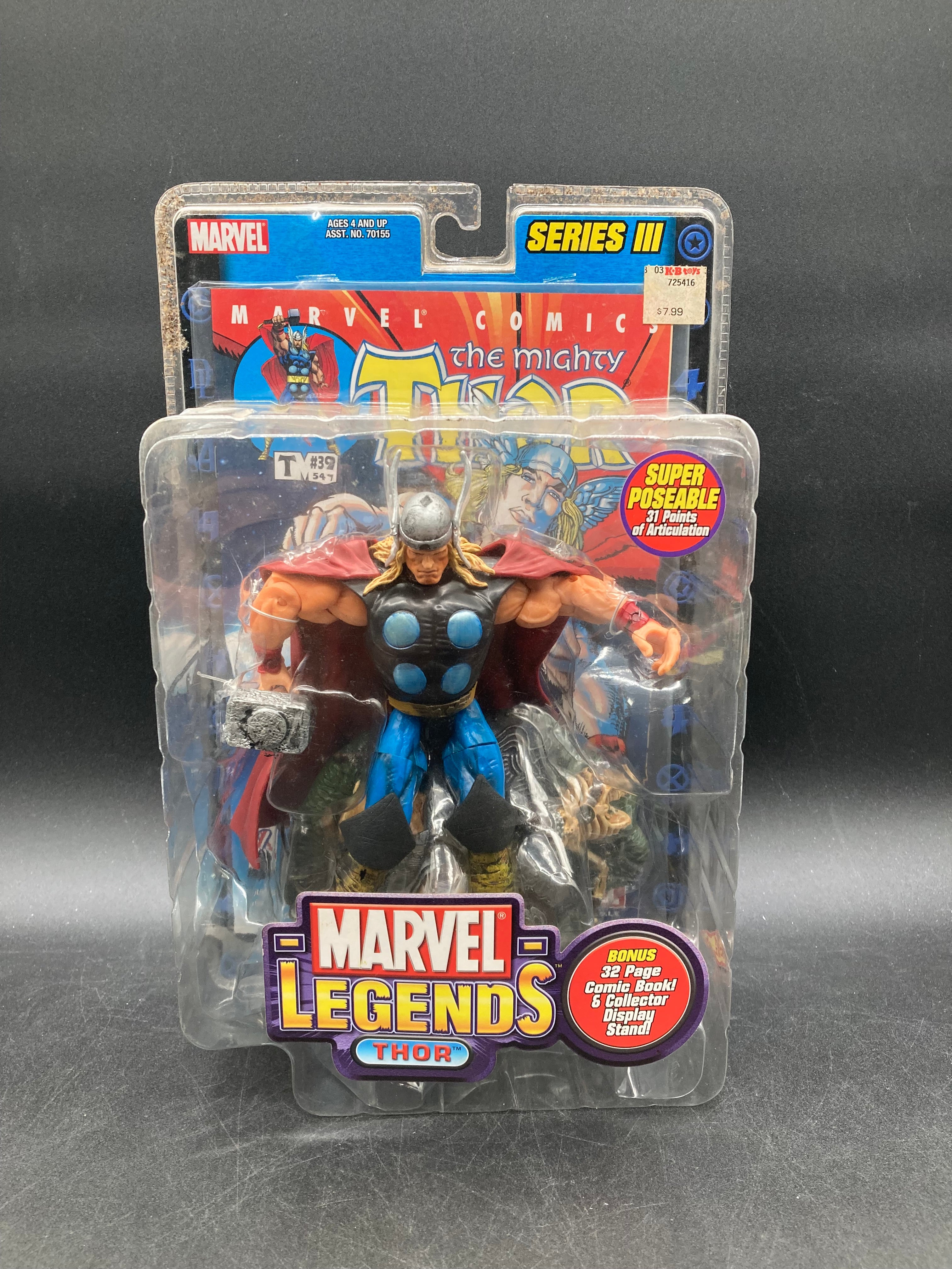 Thor Marvel Legends Series 3 Action Figure Toybiz 2002