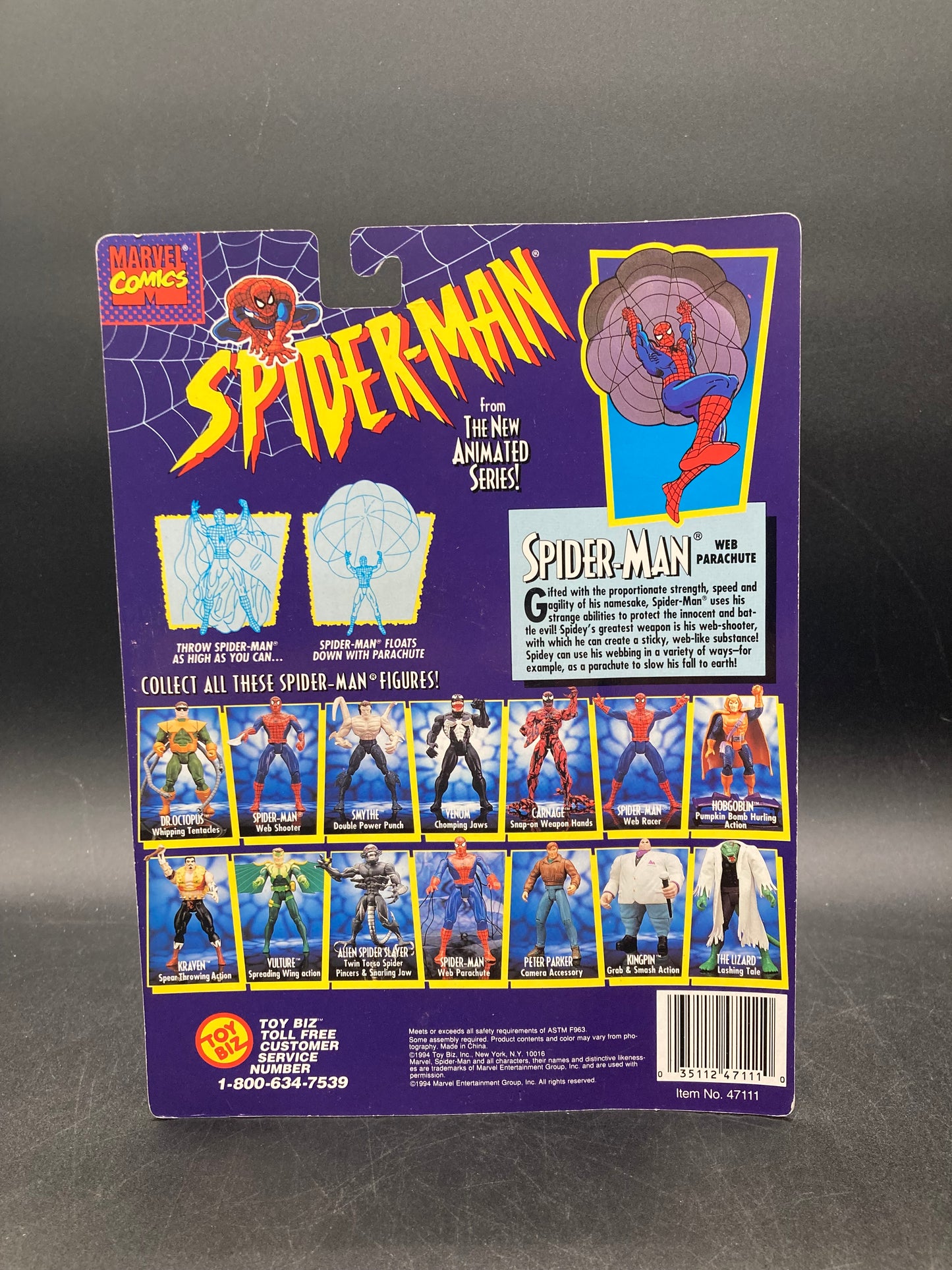 Spider-Man (Web-Parachute) Spider-Man: The Animated Series Action Figure Toybiz 1994