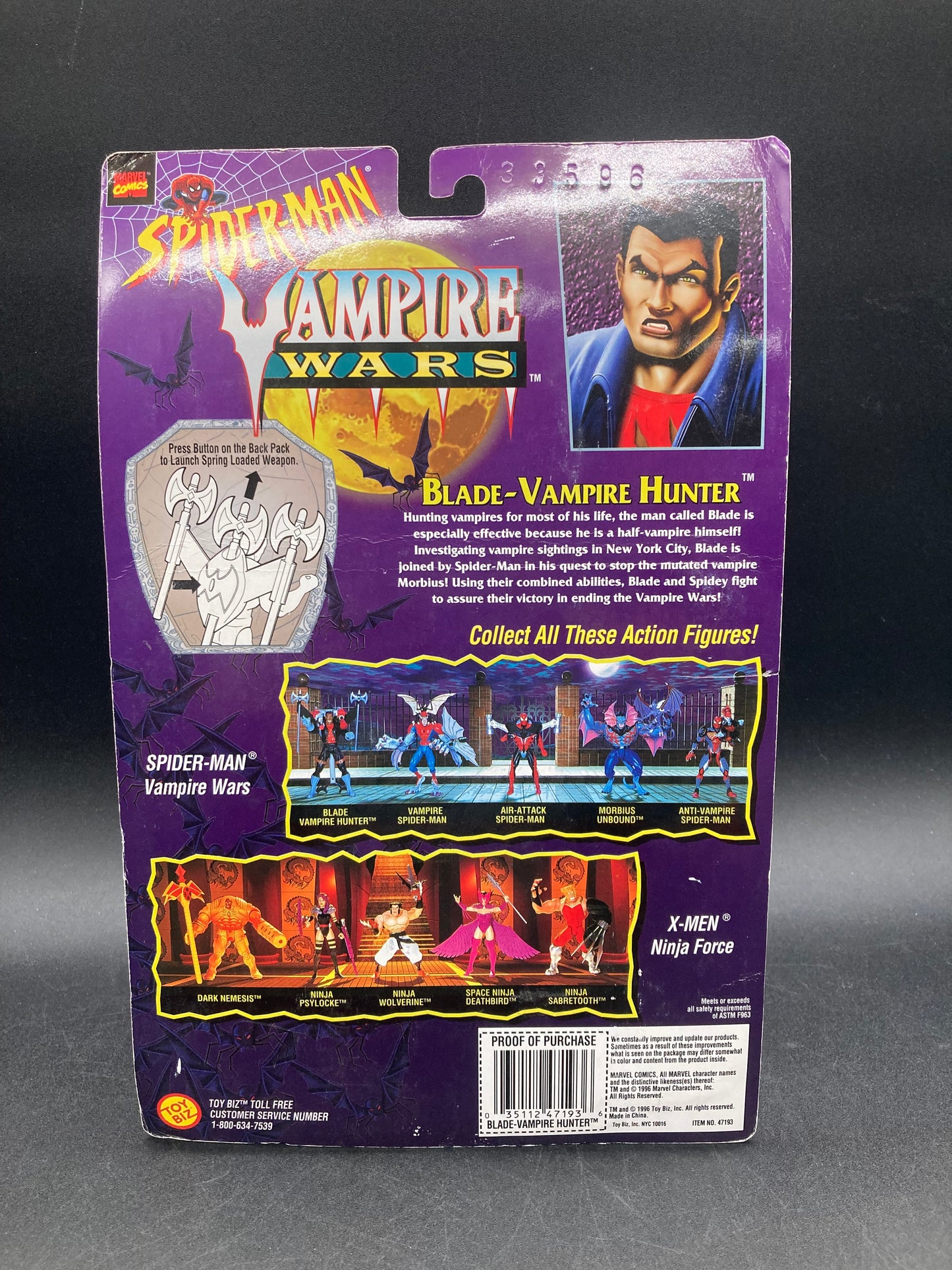 Blade-Vampire Hunter Toybiz Spider-Man Animated Series Vampire Wars Figure 1996