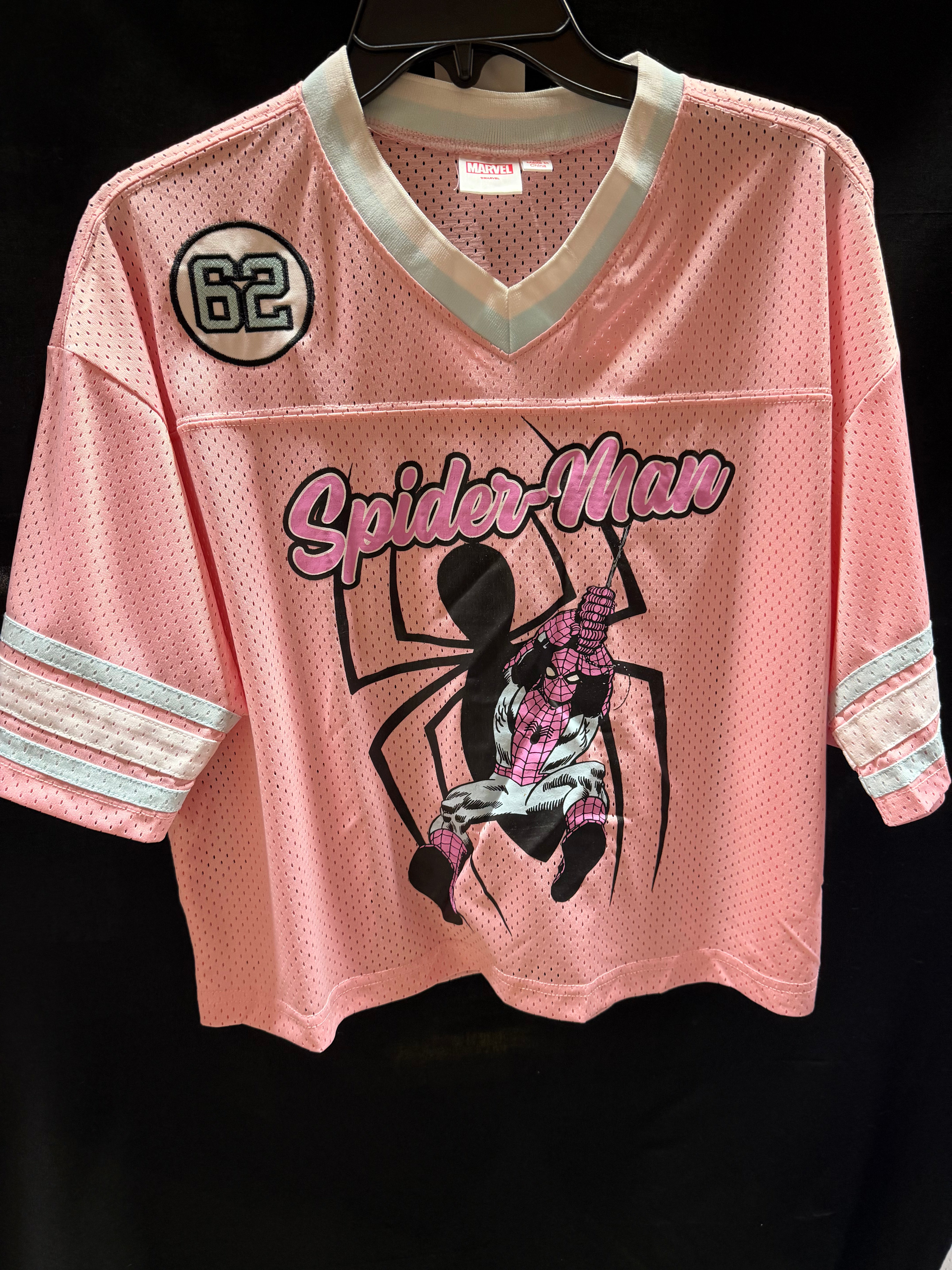 Spider-Man 62 Cropped Mesh Football Jersey Pink