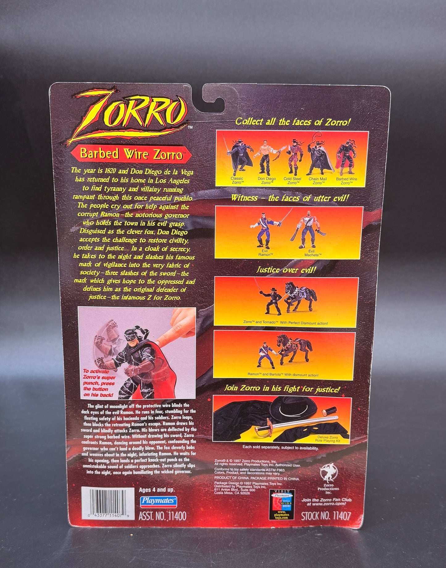 Barbed Wire Zorro Action Figure Playmates 1997