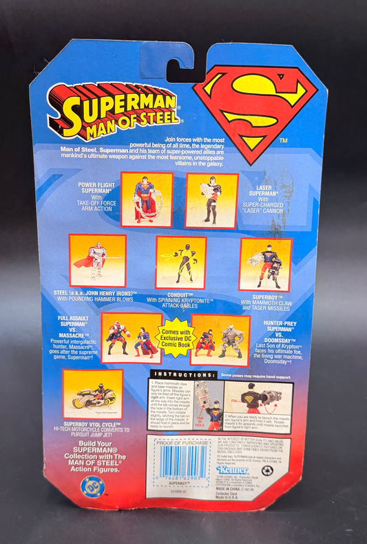 Super Boy (with Mammoth Capture Claw and Taser Missiles) Superman: Man of Steel Action Figure Kenner 1995