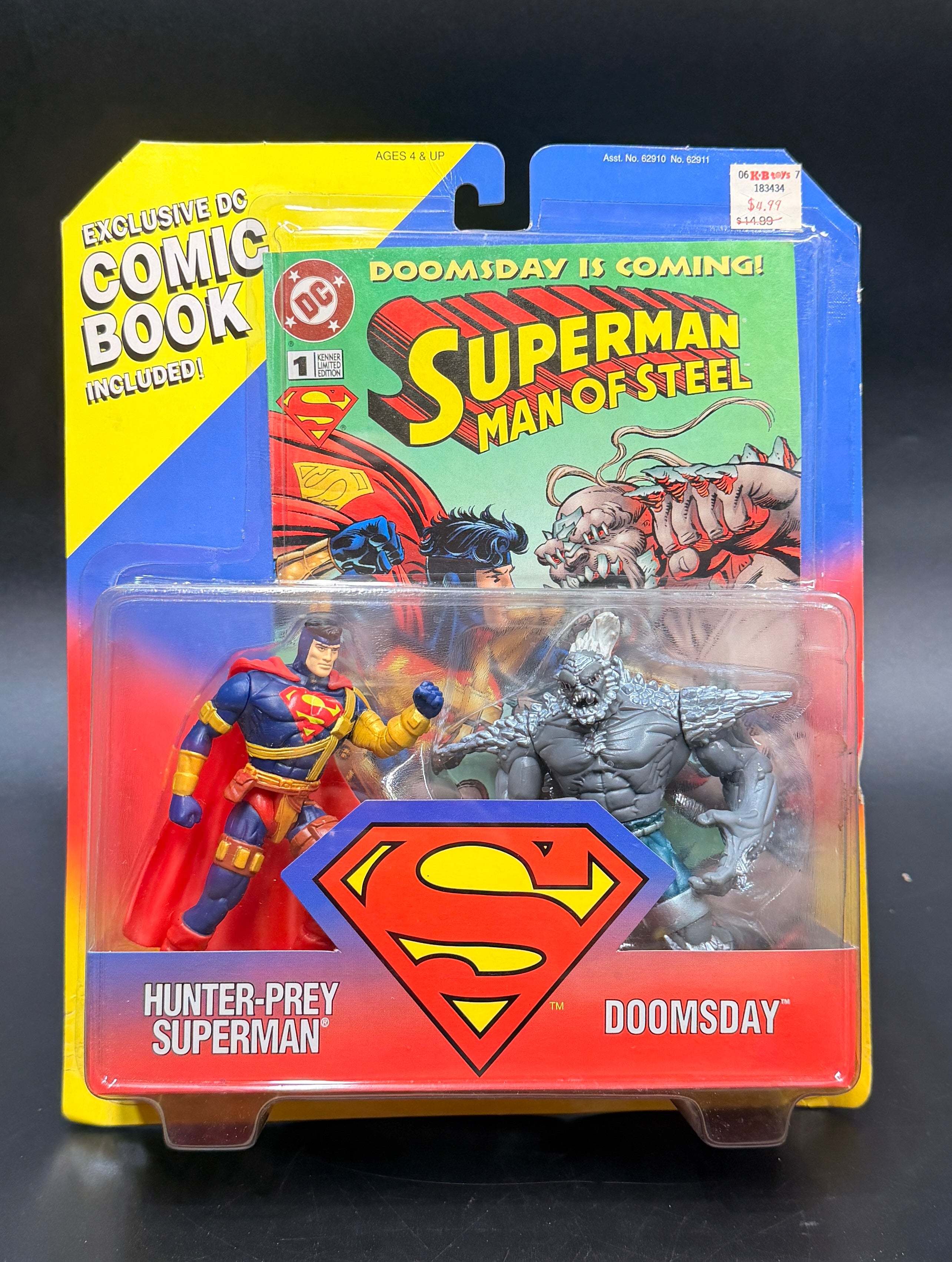 "Hunter-Prey Superman Vs. Doomsday" (with Comic) 2 Pack Superman: Man of Steel Action Figure Kenner 1995