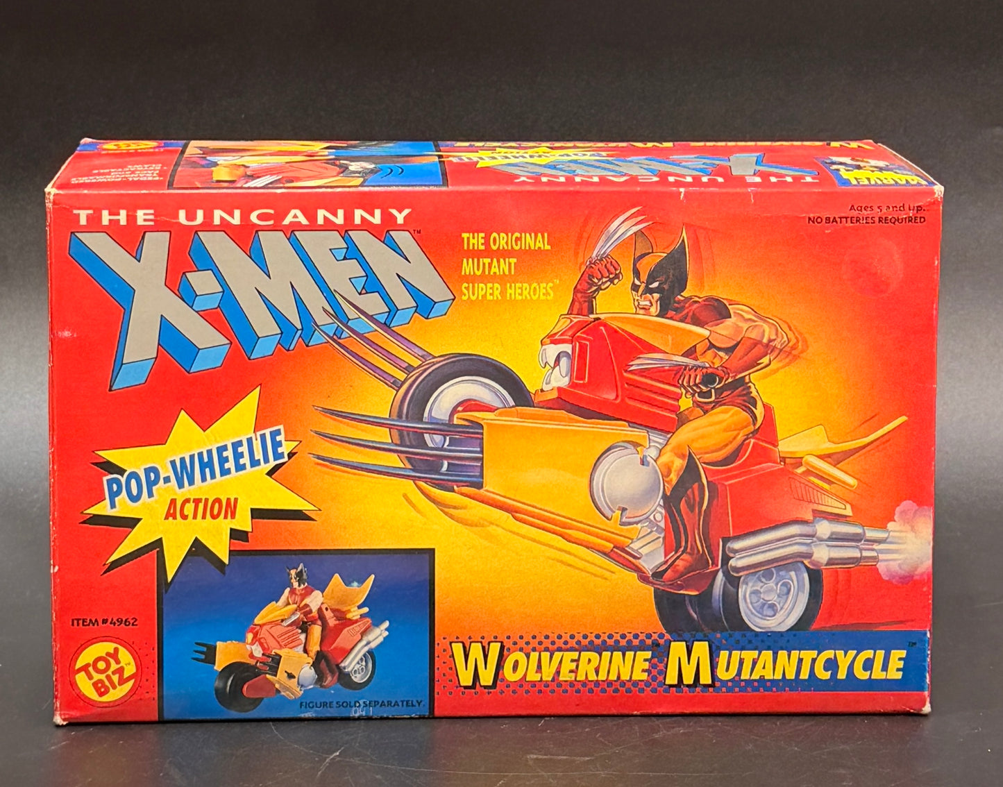 "Wolverine Mutantcycle" (Pop-Wheelie Action) Action Figure Vehicle X-Men Toybiz 1991 (Open Box,New)