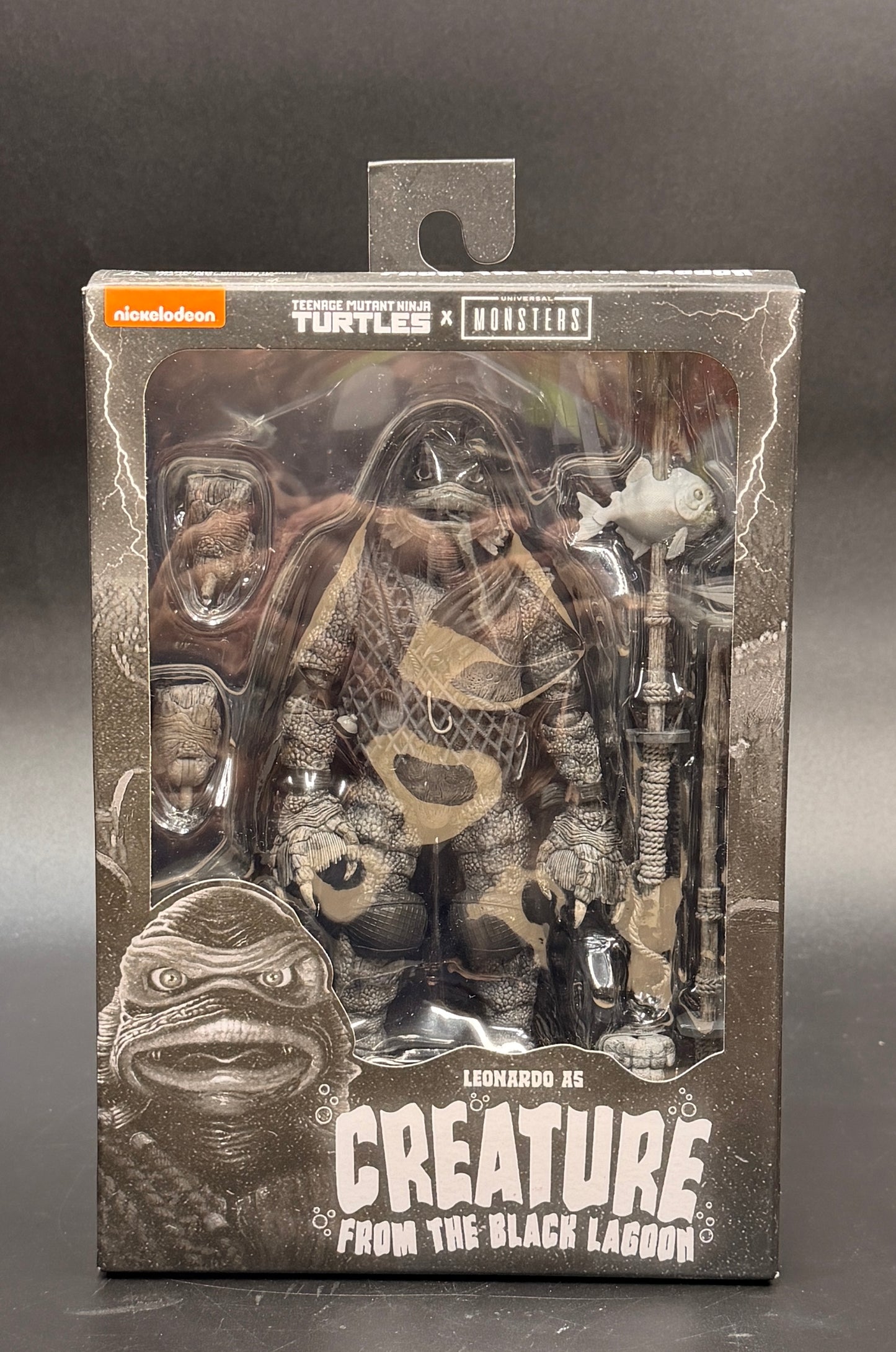 Creature from the Black Lagoon (Leonardo) Teenage Mutant Ninja Turtles X Universal Monsters (Black and White Variant) Action Figure NECA 2025