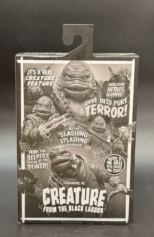 Creature from the Black Lagoon (Leonardo) Teenage Mutant Ninja Turtles X Universal Monsters (Black and White Variant) Action Figure NECA 2025