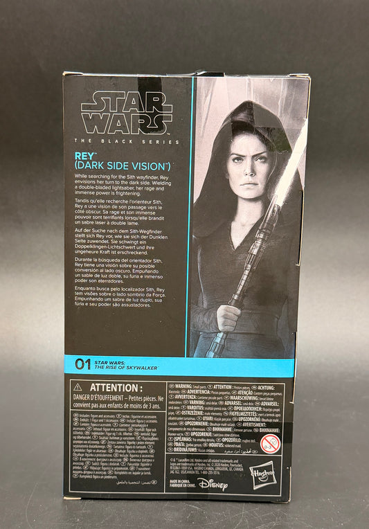 Dark Rey Star Wars: The Rise of Skywalker Black Series Action Figure Hasbro Rear Box View.