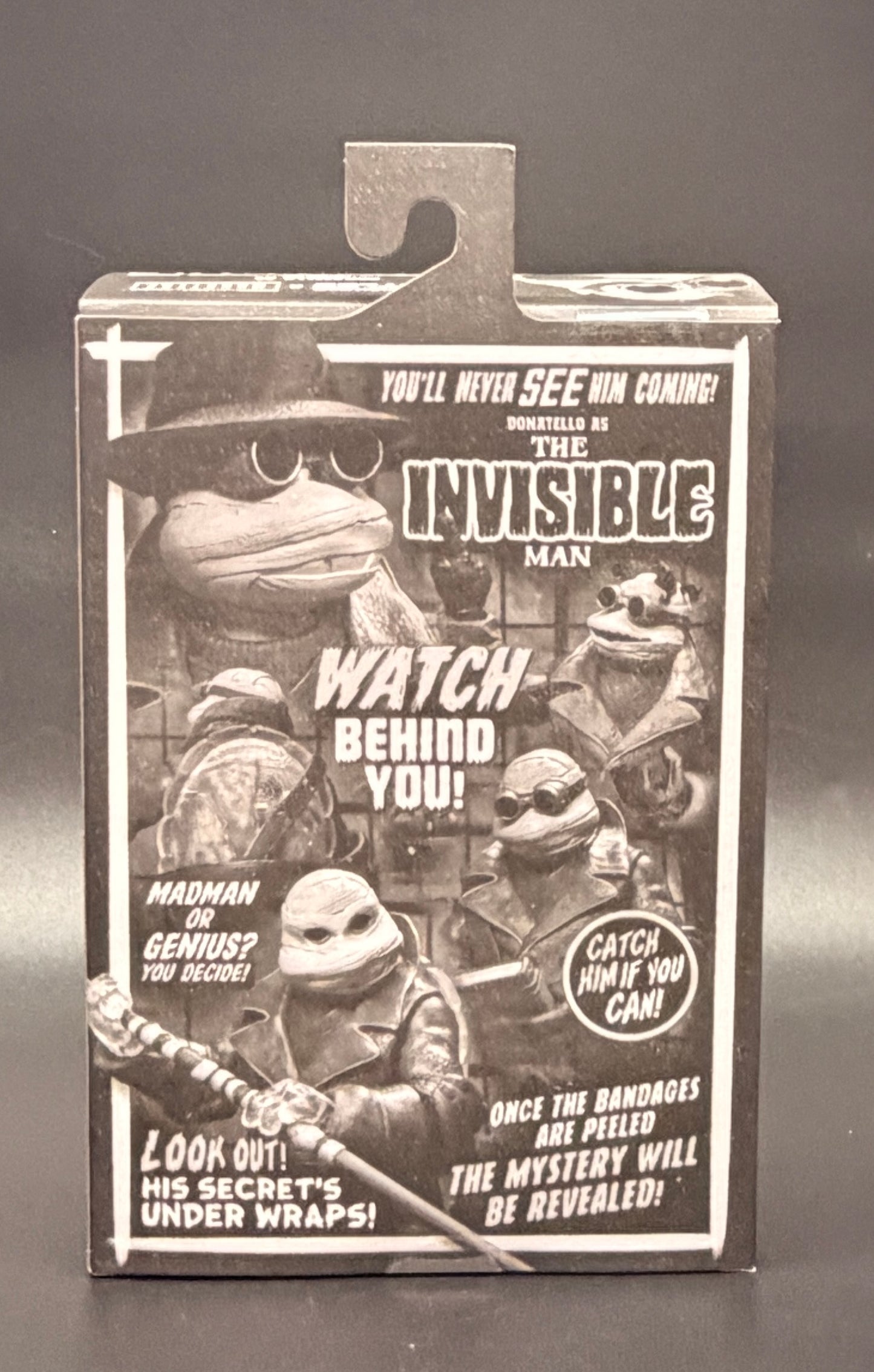 The Invisible Man (Donatello) Teenage Mutant Ninja Turtles X Universal Monsters (Black and White Variant) Action Figure NECA 2025