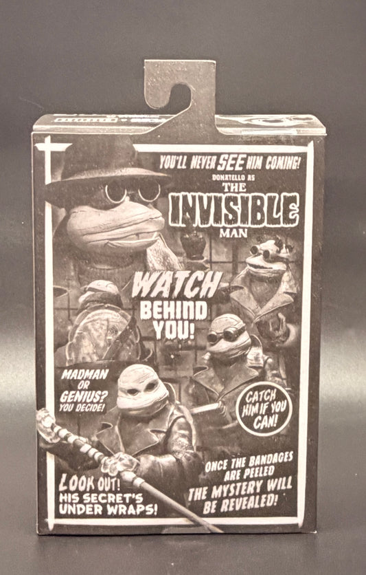 The Invisible Man (Donatello) Teenage Mutant Ninja Turtles X Universal Monsters (Black and White Variant) Action Figure NECA 2025