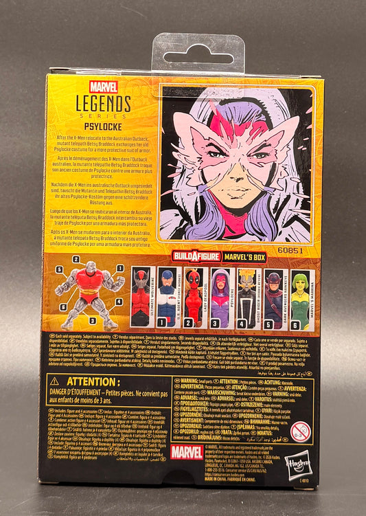 Psylocke (BAF Marvel's Box) Action Figure Marvel Legends Hasbro 2026 Rear Box View.