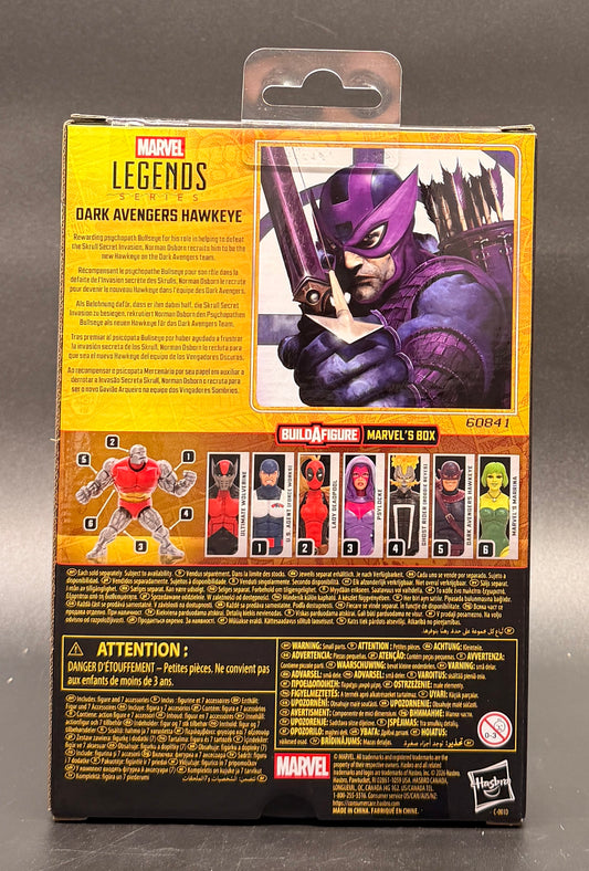 Dark Avengers Hawkeye (BAF Marvel's Box) Action Figure Marvel Legends Hasbro 2026 Rear Box View.
