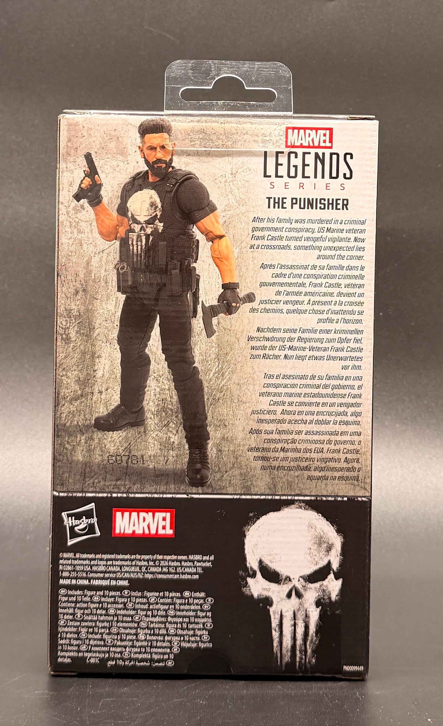 The Punisher TV Series Action Figure Marvel Legends Hasbro 2026 Rear Box View.