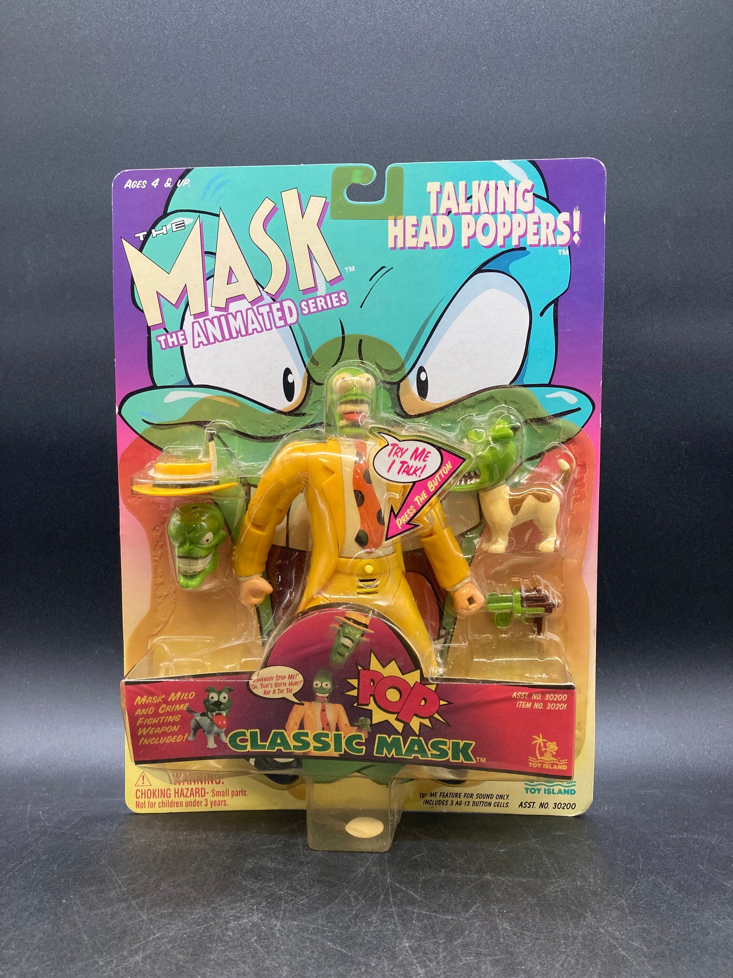 Classic Mask Toy Island The Mask Animated Series Talking Head Poppers Figure 1997