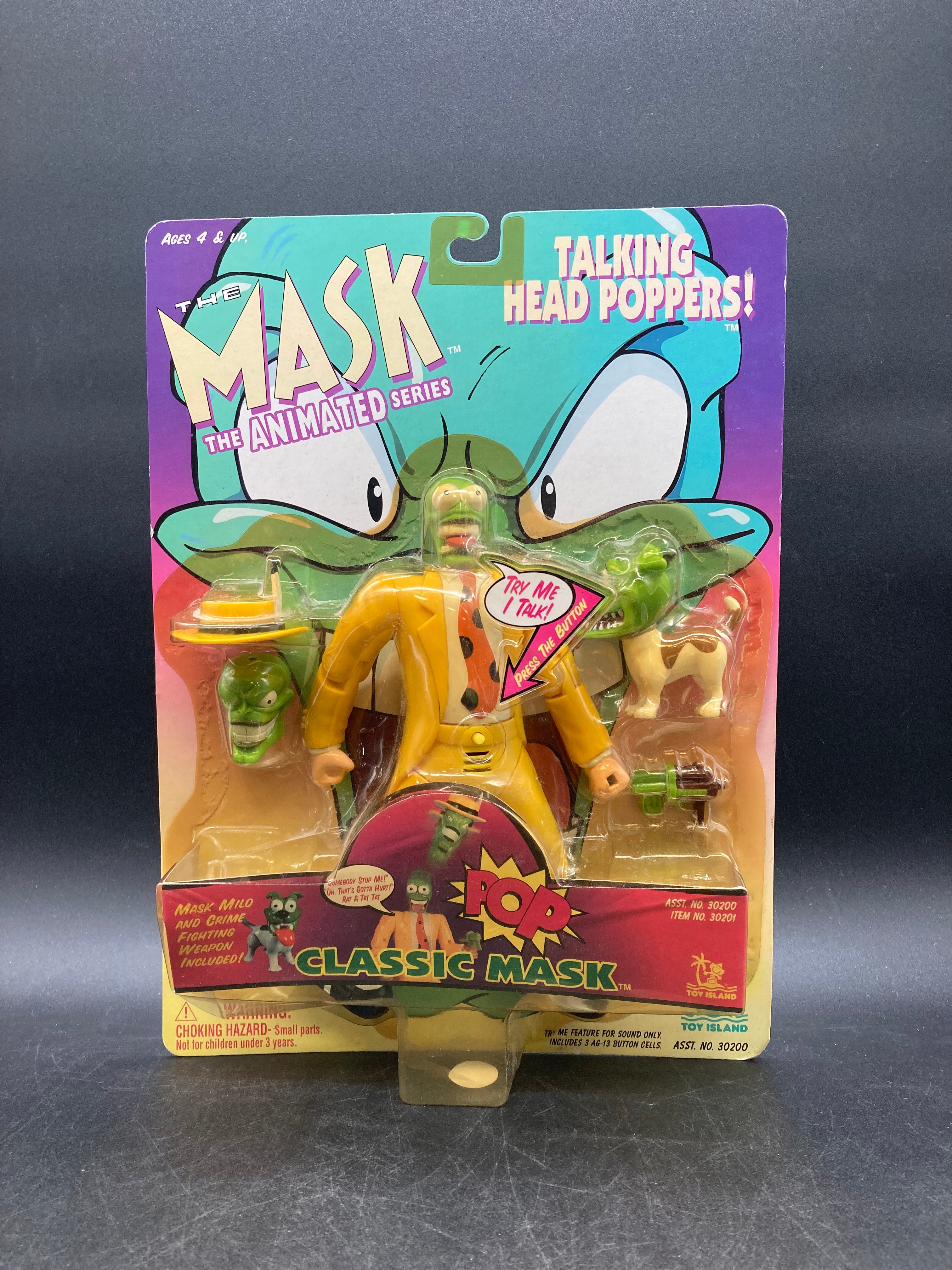 Classic Mask Toy Island The Mask Animated Series Talking Head Poppers Figure 1997
