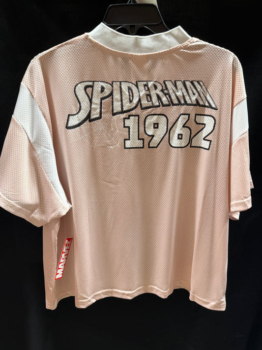 Light Pink Spider-Man Mesh Football Jersey Graphi Tee