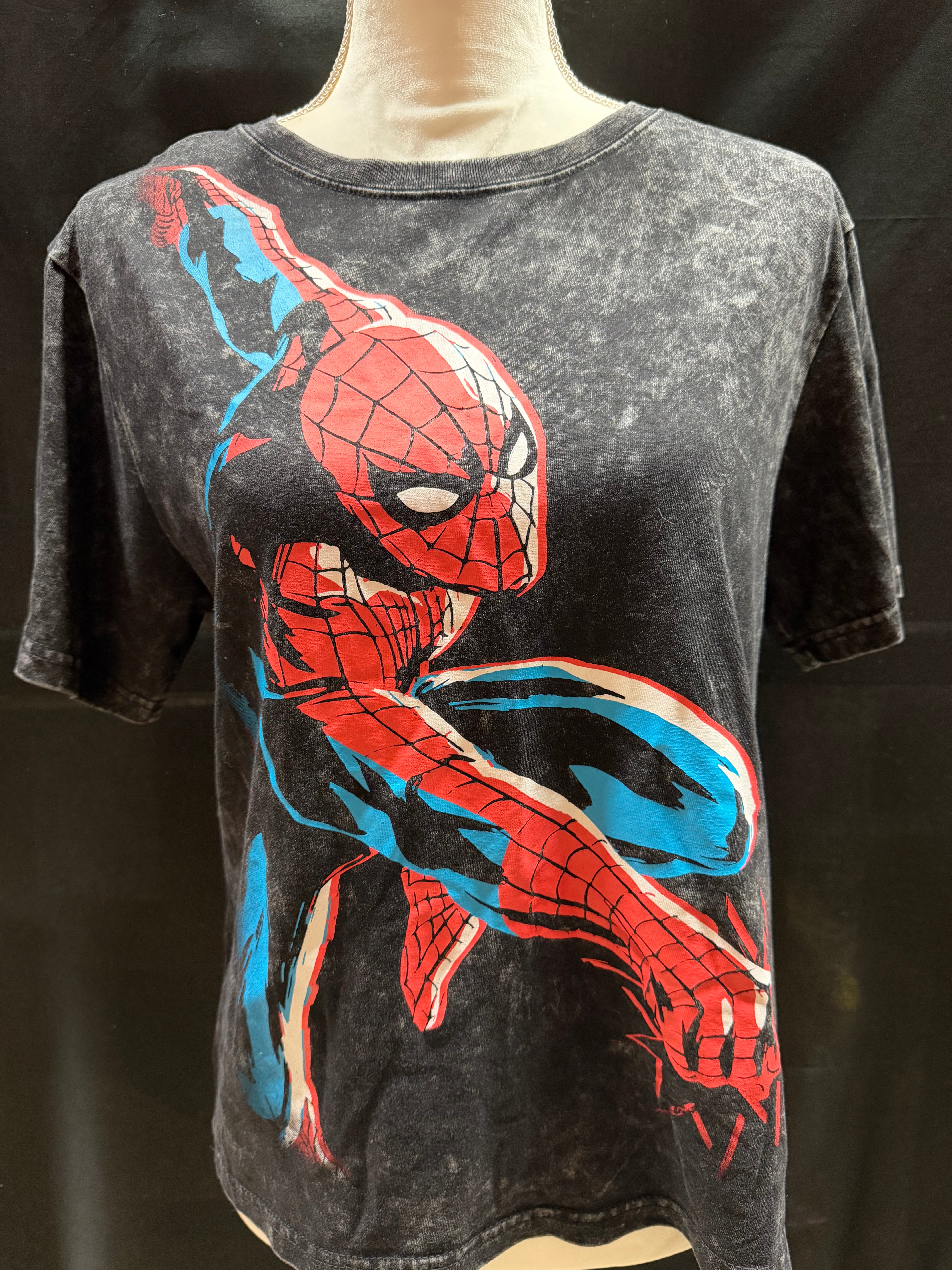 Spider-man Black Denim-Wash Graphic T-Shirt