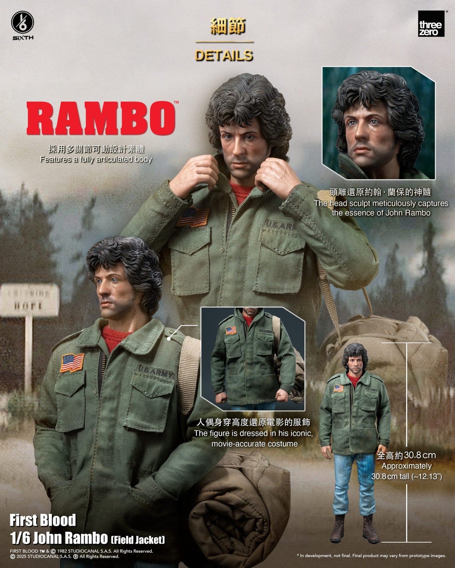 Rambo: First Blood (Field Jacket) 1:6 Scale Action Figure Threezero 2026