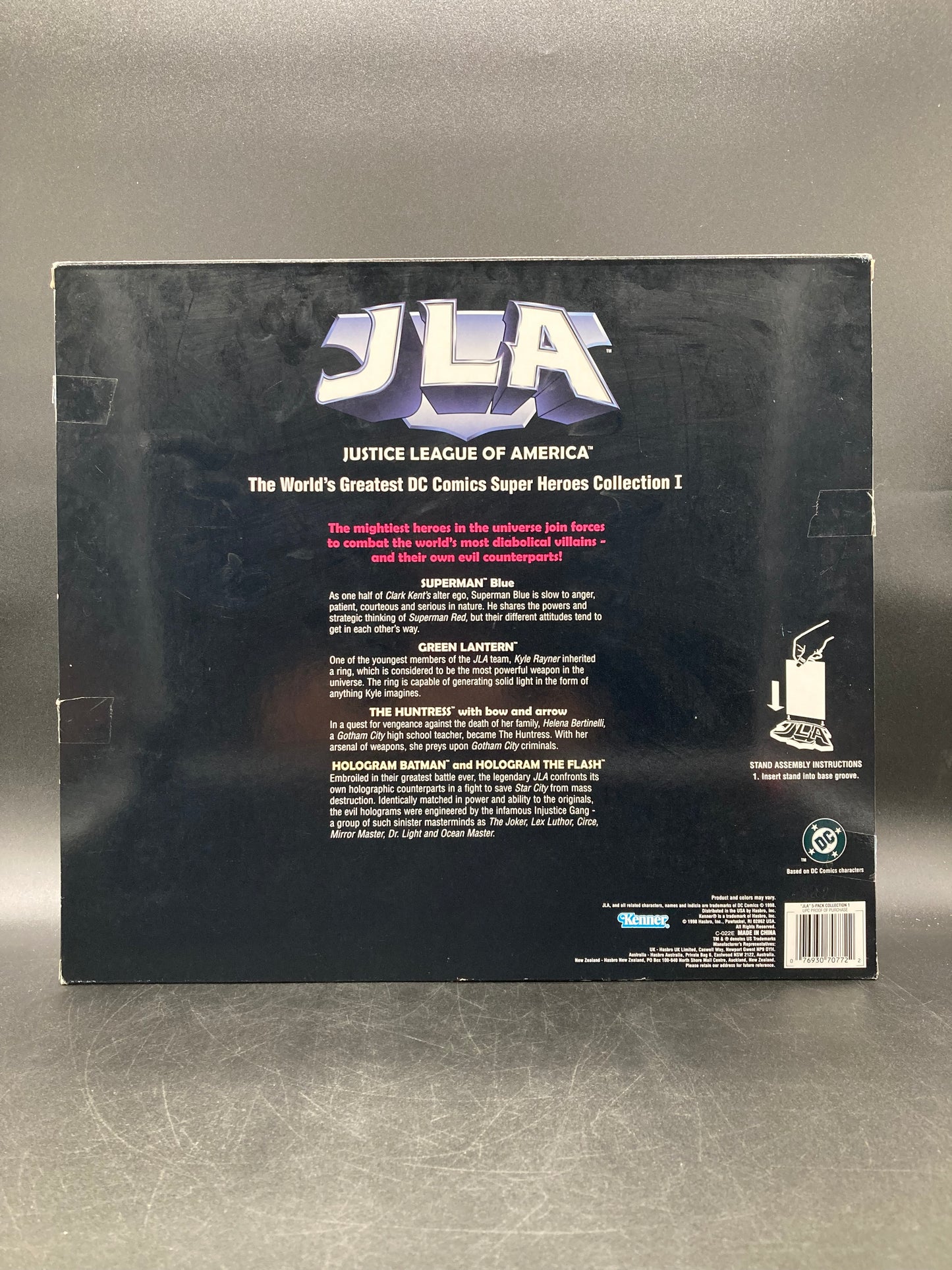 Justice League Of America Kenner DC Superman,Green Lantern, Huntress, Hologram Batman & Hologram Flash Deluxe Figure 6” Set 1998