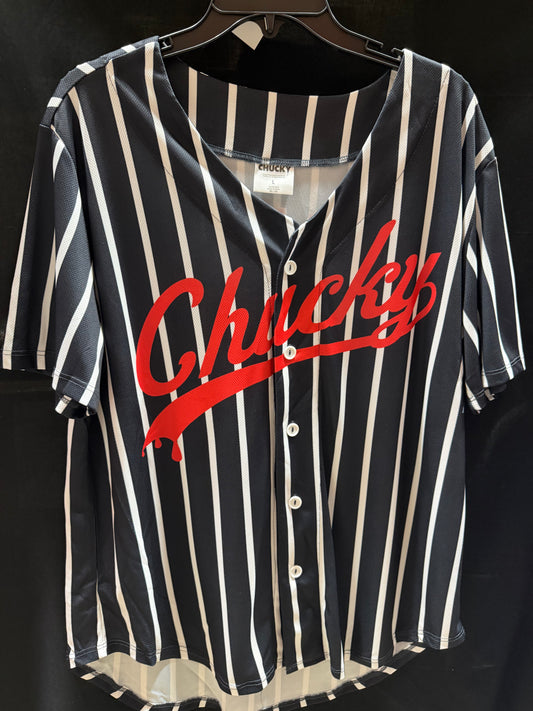 Official Chucky Black & White Button-Down Baseball Jersey - Child's Play