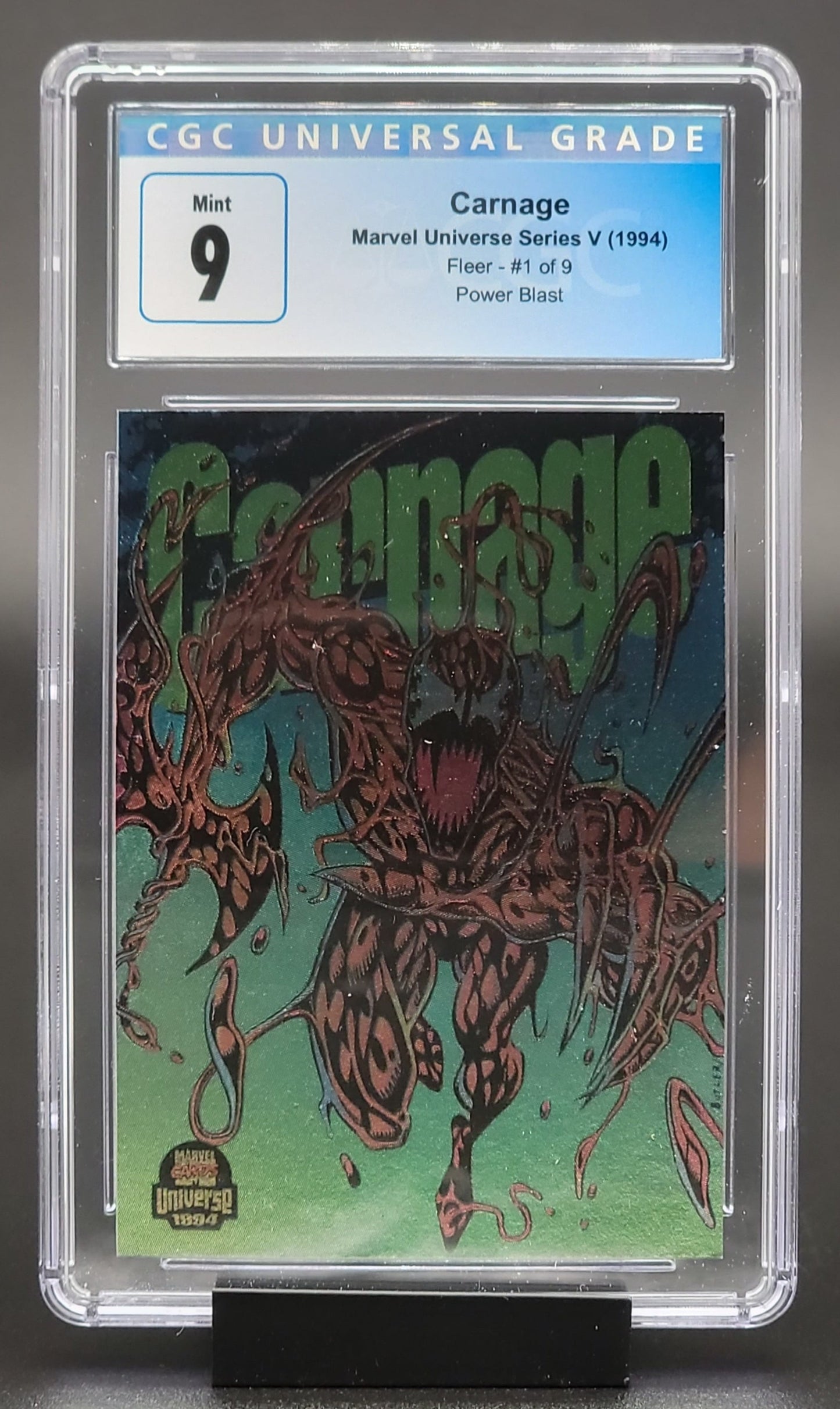 Carnage, Marvel Universe series 5 Power Blast #1 of 9 CGC 9