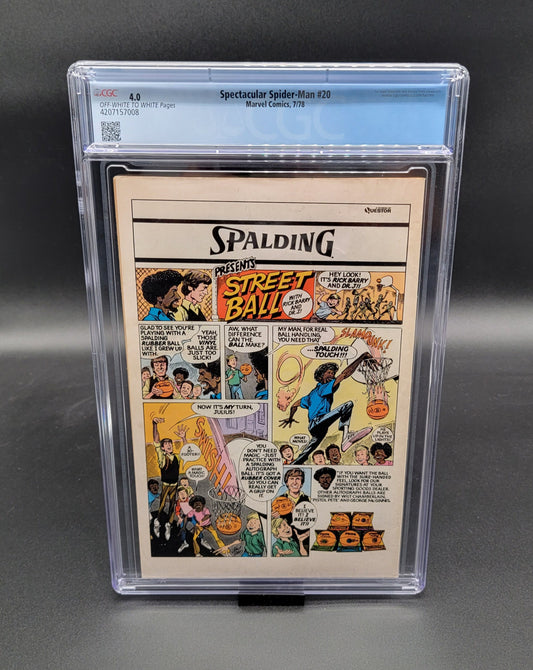Peter Parker The Spectacular Spider-Man #20 1978 CGC 4.0