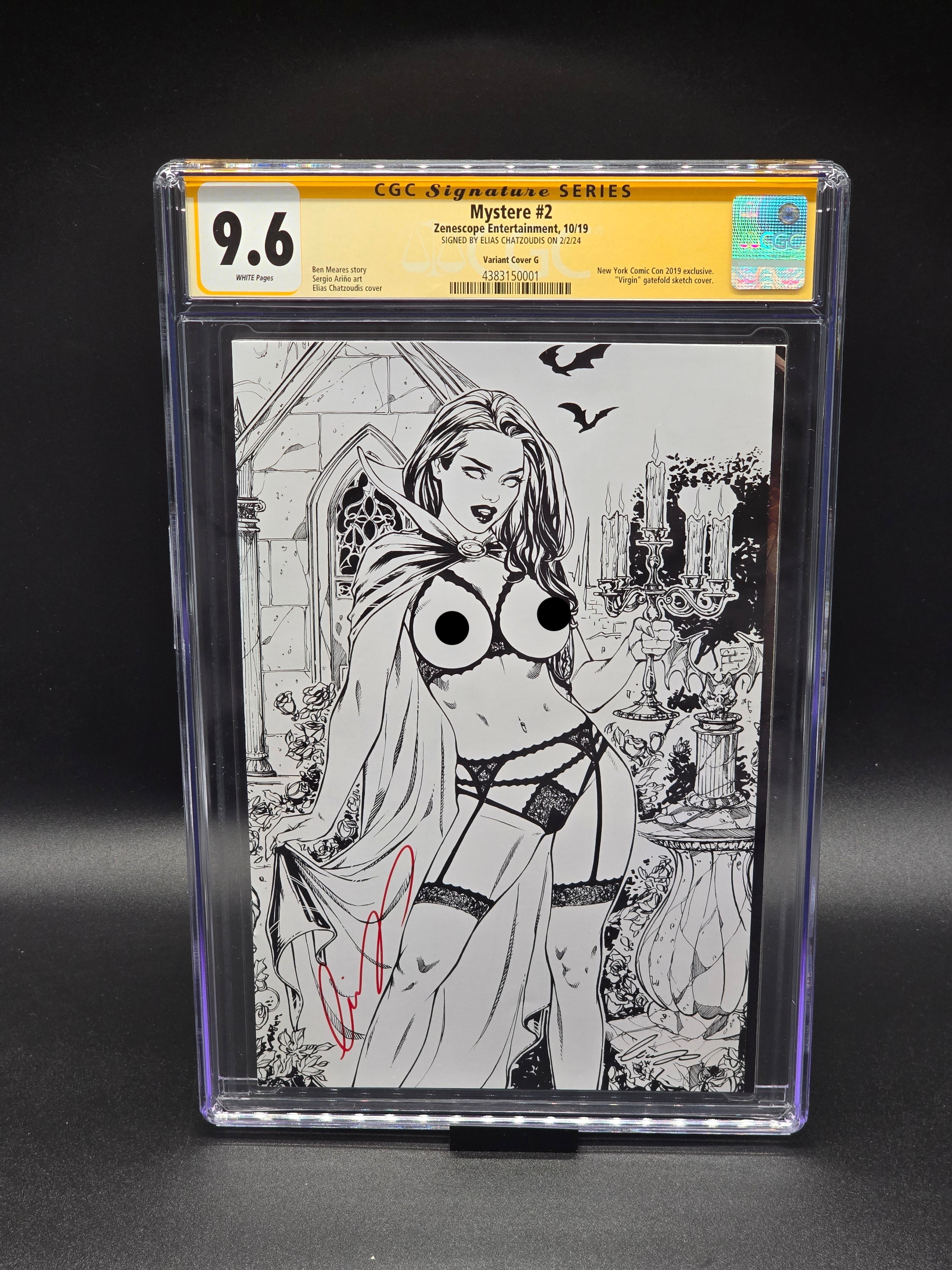 Mystere #2 2019 NYCC 2019 exclusive virgin Gatefold sketch cover CGC SS 9.6 signed by Elias Chatzoudis