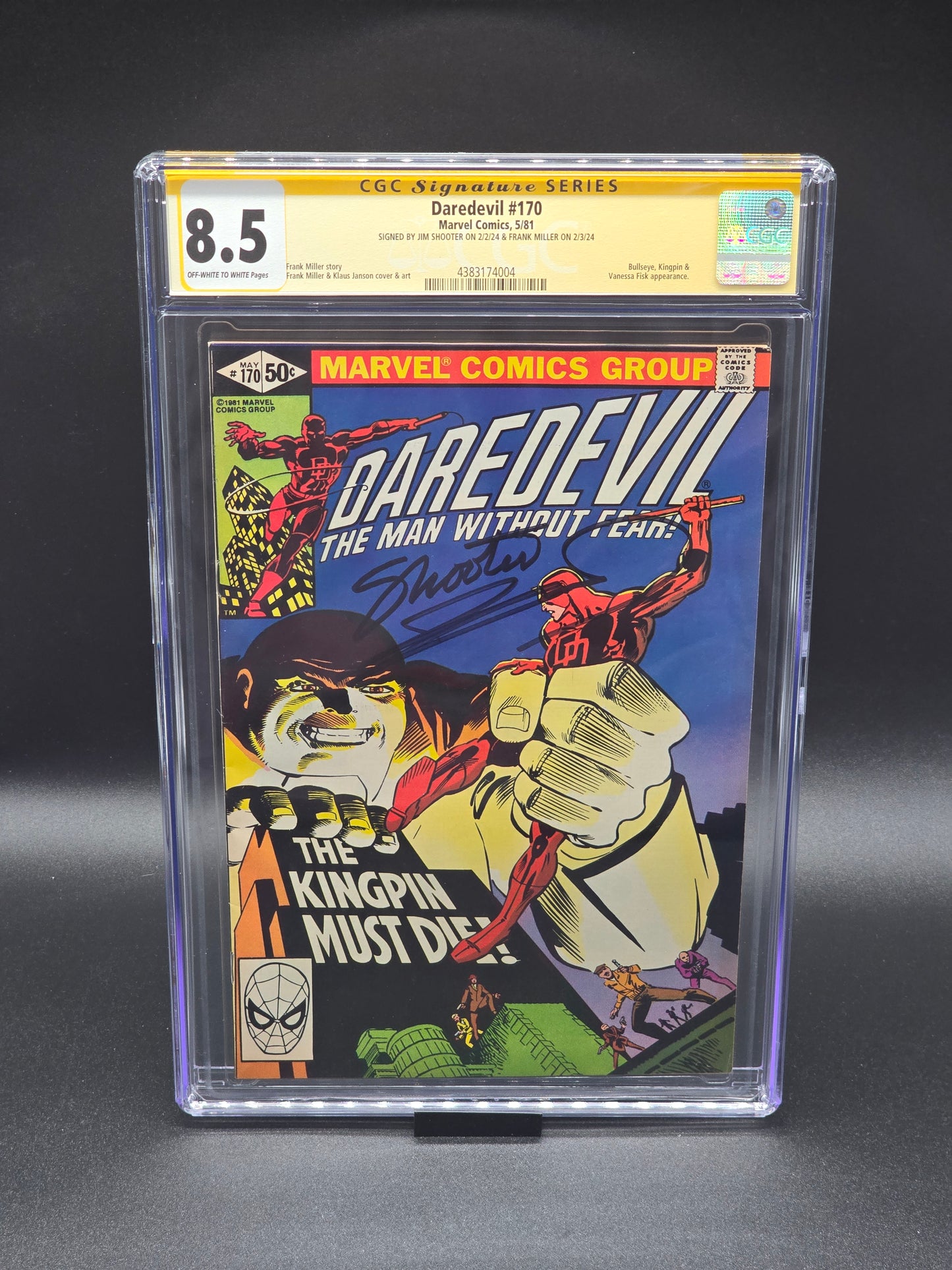 Daredevil #170 5/81 CGC SS 8.5 signed by Frank Miller and Jim Shooter