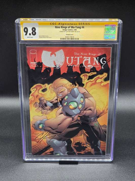 Nine Rings of Wu-Tang #4 5/00 CGC SS 9.8 variant cover Signed by Clayton Henry
