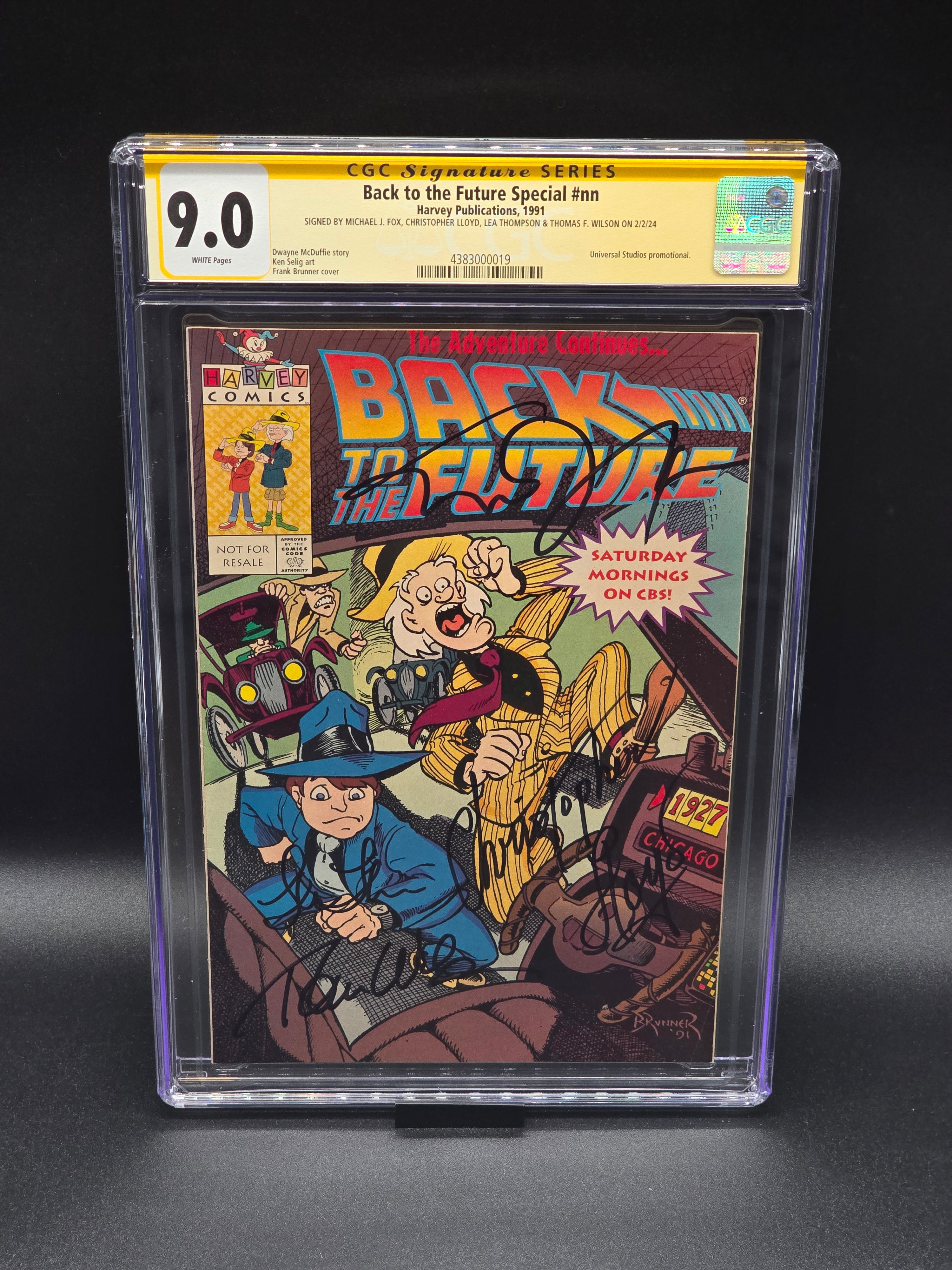 Back to the Future Special 1991 CGC SS 9.0 signed Michael J. Fox, Christopher Lloyd, Lea Thompson, and Tom Wilson