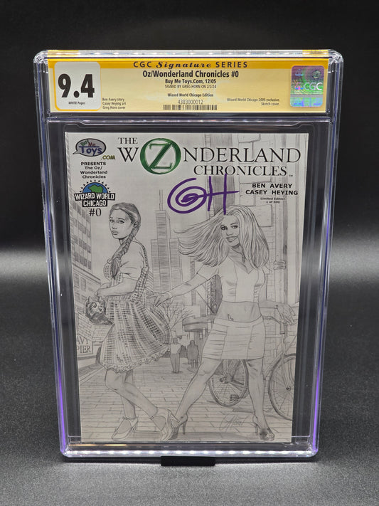 OZ/Wonderland Chronicles #0 CGC SS 9.4 (WWC 2005 exclusive sketch cover) signed Greg Horn