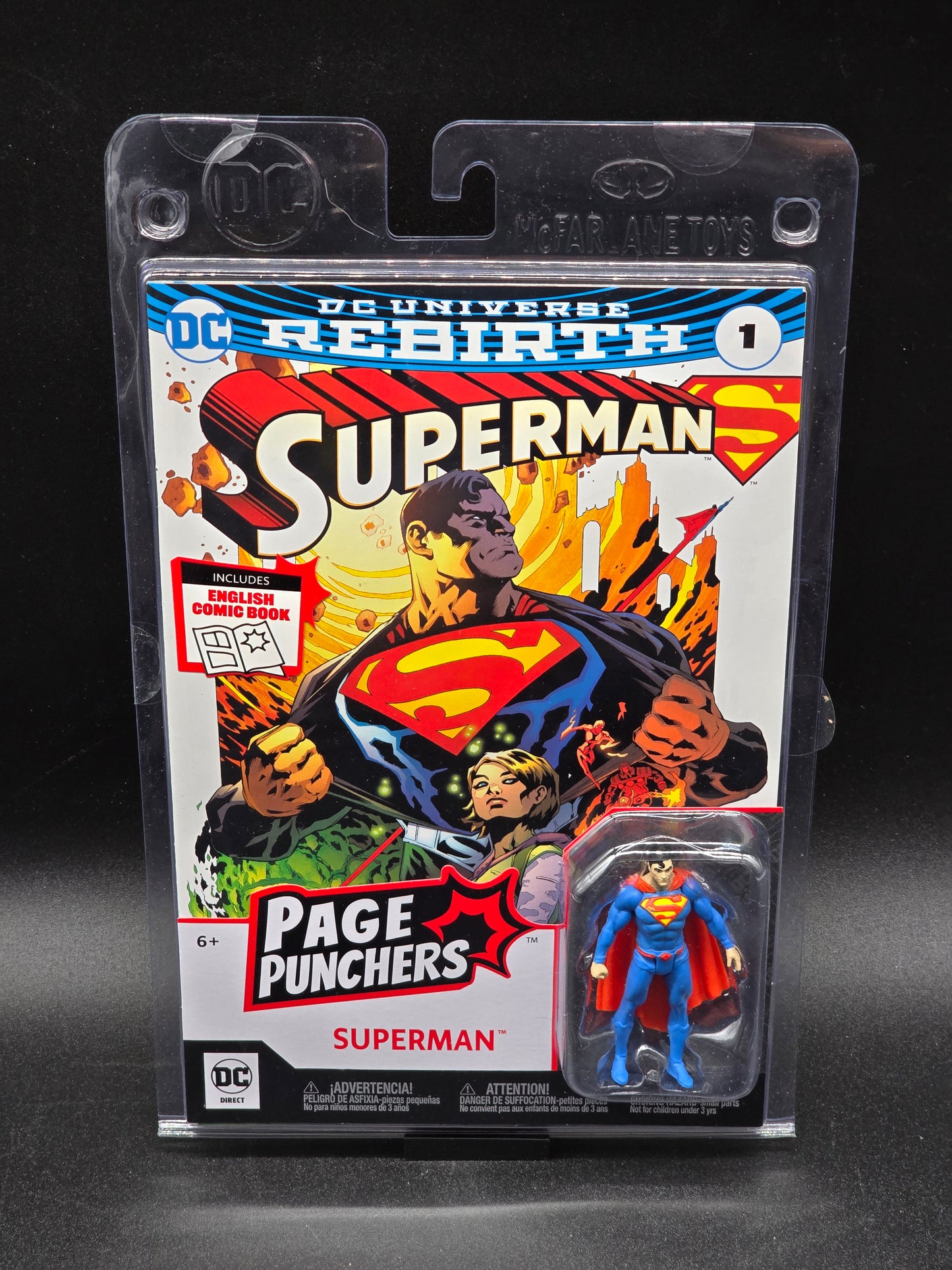 SUPERMAN 3″ FIGURE WITH COMIC Page Punchers McFarlane