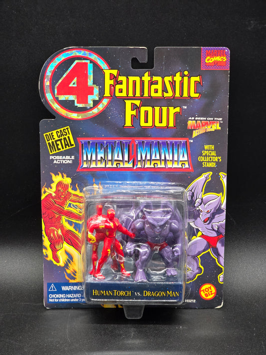 Human Torch vs Dragon Man Metal Mania Fantastic Four 1995 Toybiz