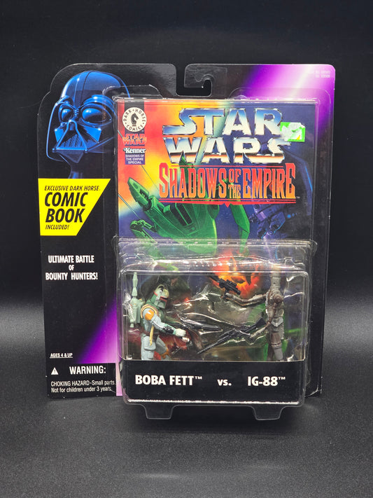 Boba Fett vs IG-88 Star Wars Shadow of the Empire 1996 Kenner with comic