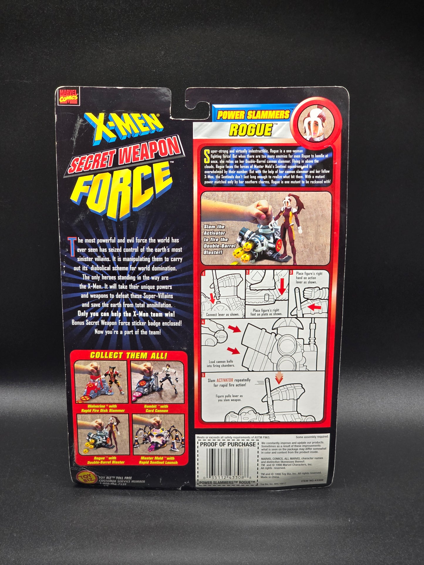 Rogue X-Men Secret Weapon Force Power Slammers Toybiz 1998