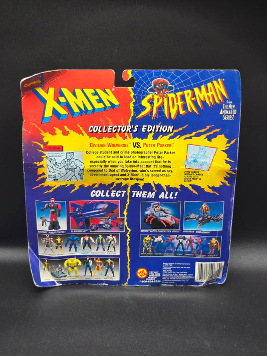 Civilian Wolverine vs Peter Parker X-Men Spider-Man 1994 Toybiz Walmart Exclusive