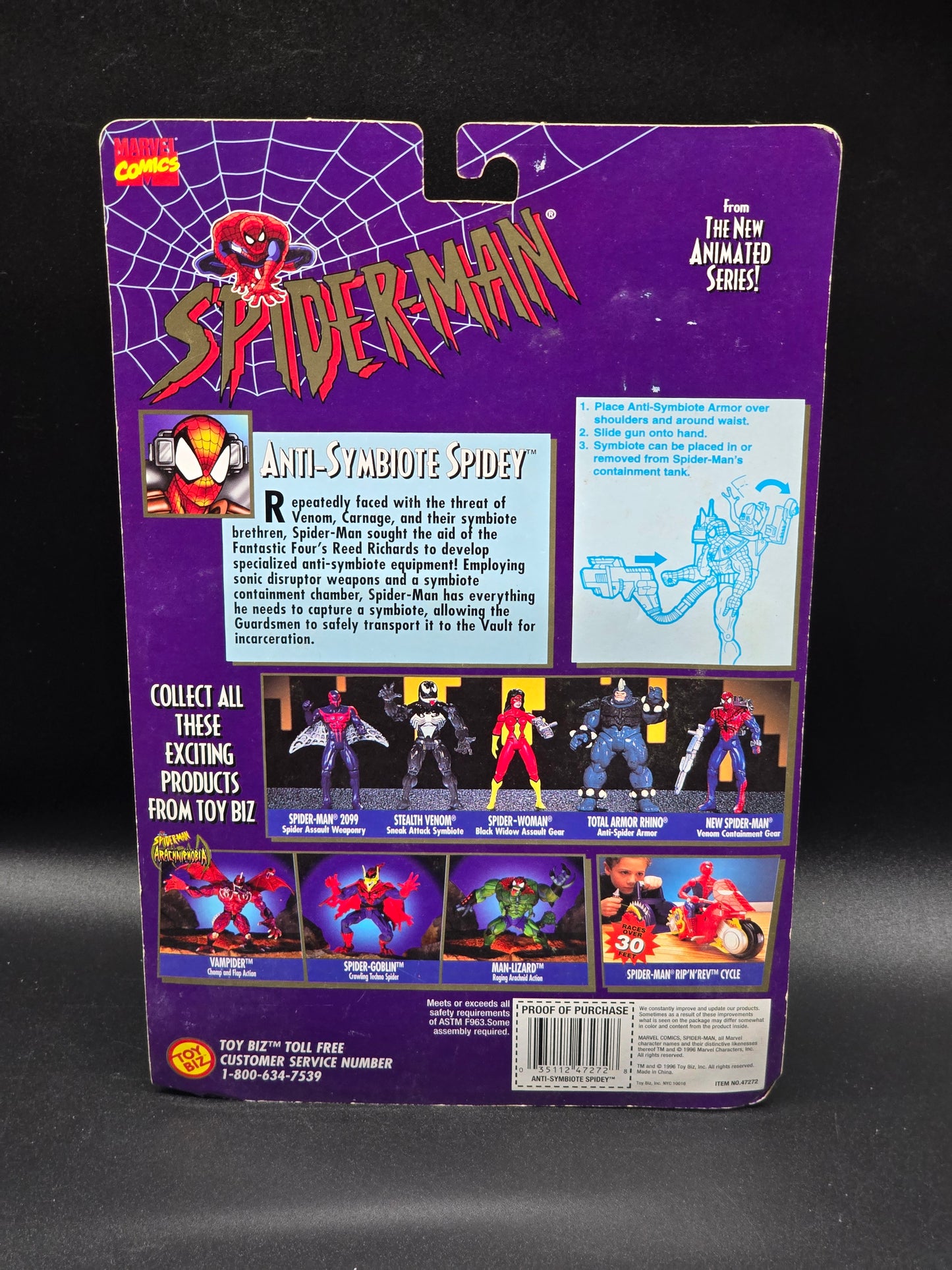 Anti-Symbiote Spidey Spectacular Spider-Man Techno-Wars Toybiz 1996