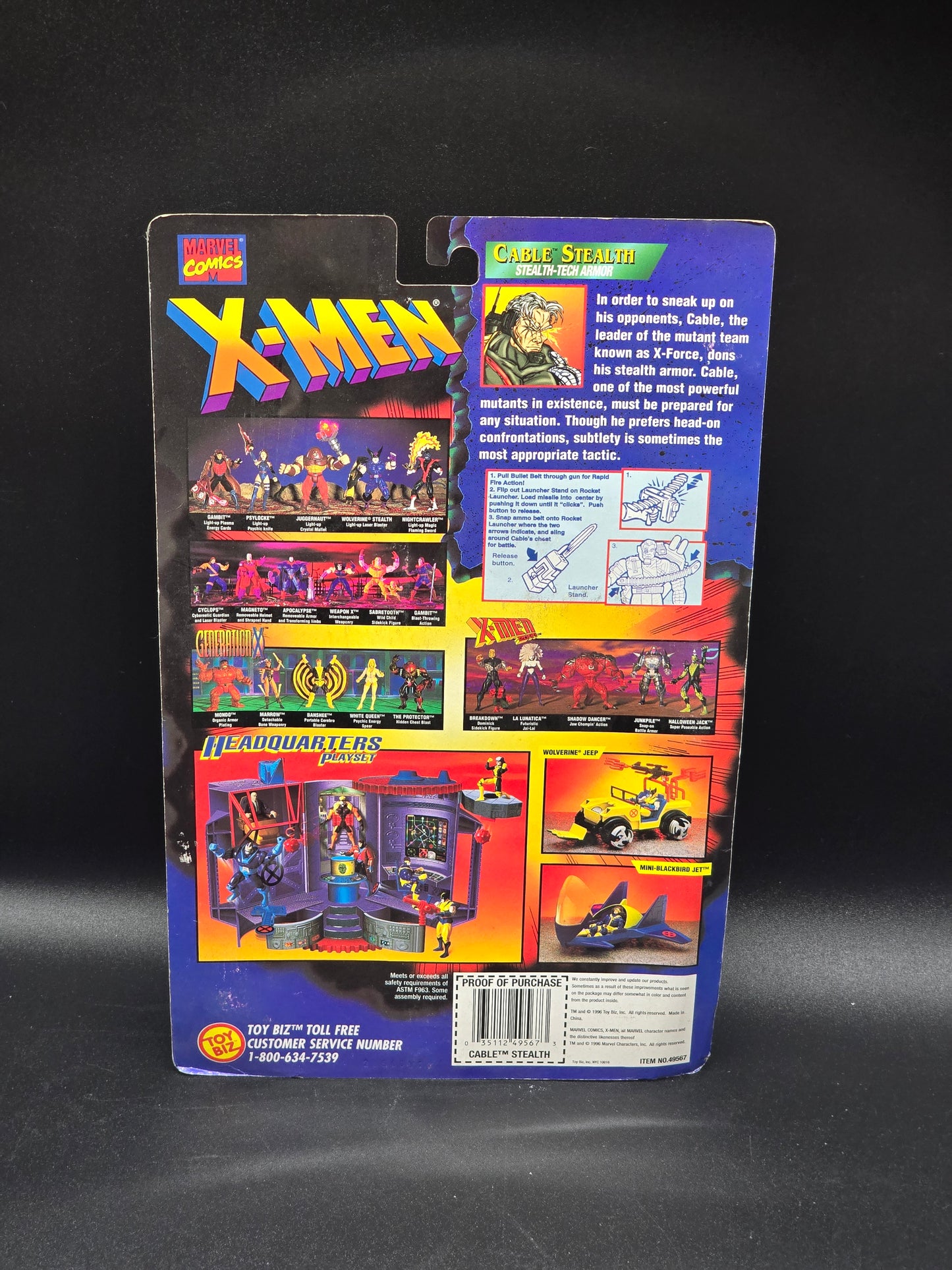 Cable Stealth X-Men X-Force Toybiz 1996