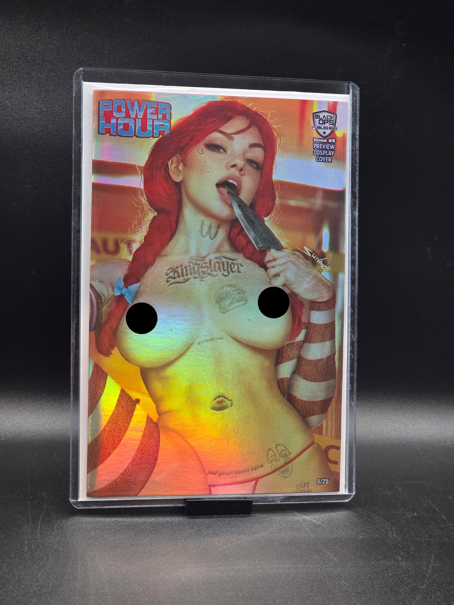 Power Hour #3 Preview Shikarii "Chuck" Tattoo Naughty Up-Close Cosplay Cover (Holofoil)