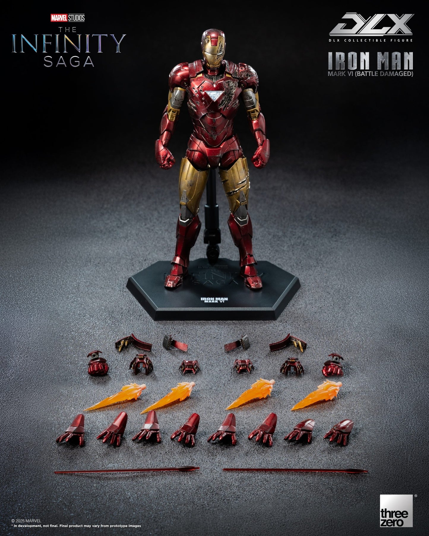 Iron Man Mk 6 Battle Damaged Iron Man 3 The Infinity Saga DLX Action Figure Threezero 2026