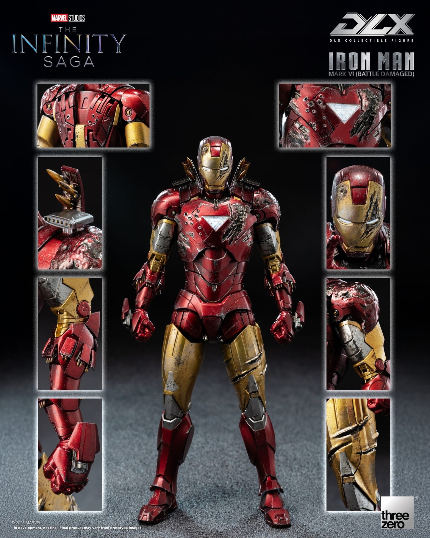 Iron Man Mk 6 Battle Damaged Iron Man 3 The Infinity Saga DLX Action Figure Threezero 2026