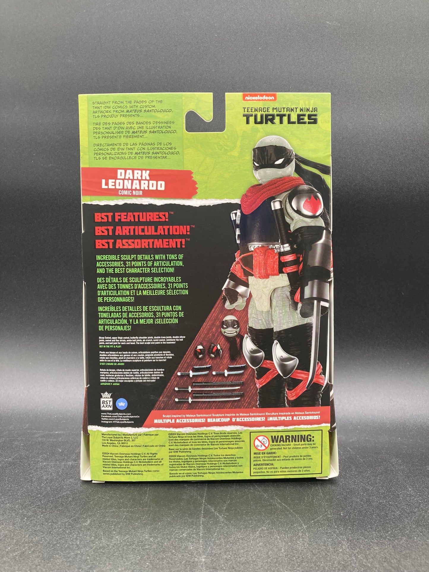 Dark Leonardo Loyal Subjects Teenage Mutant Ninja Turtles Comic Noir Figure 2024