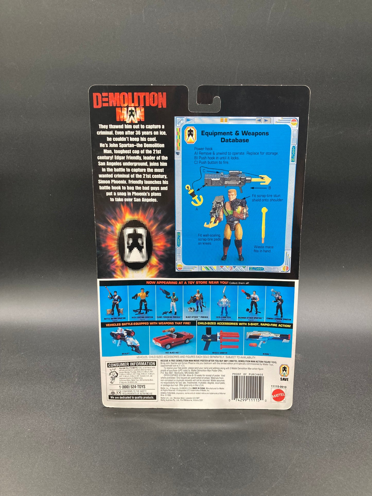 Battle Hook Friendly Mattel Demolition Man Figure 1993